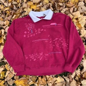Vintage Collared Embroidered Sweater